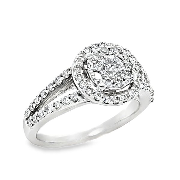 14K White Gold Split Shank Diamond Cluster Ring 1.00 CTW Classic Creations In Diamonds & Gold Venice, FL