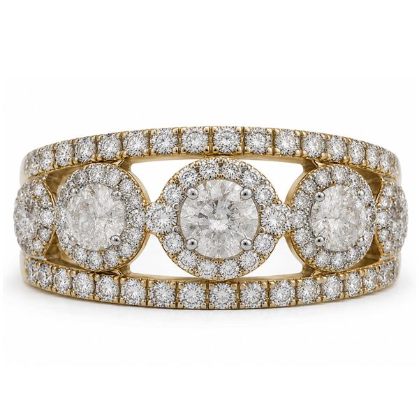14K Two Tone Gold Graduated Diamond Cluster Ring 1.34 CTW Classic Creations In Diamonds & Gold Venice, FL