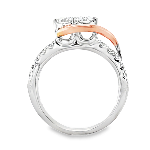 14K White and Rose Gold Two Diamond Ring with Diamond Shank 0.75 CTW Image 2 Classic Creations In Diamonds & Gold Venice, FL