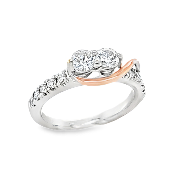 14K White and Rose Gold Two Diamond Ring with Diamond Shank 0.75 CTW Classic Creations In Diamonds & Gold Venice, FL