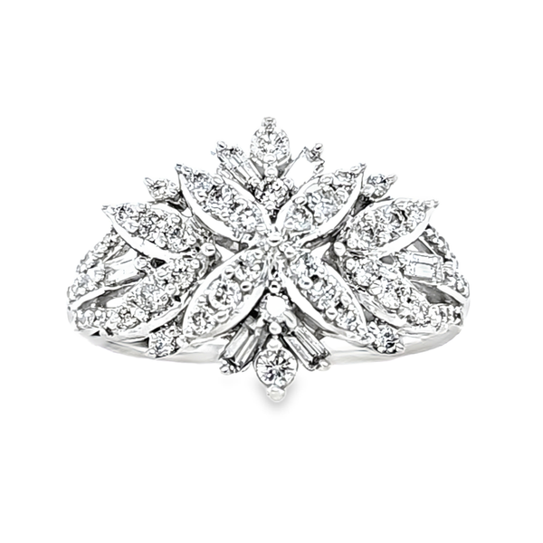 14K White Gold Diamond Snowflake Ring 0.64 CTW Classic Creations In Diamonds & Gold Venice, FL