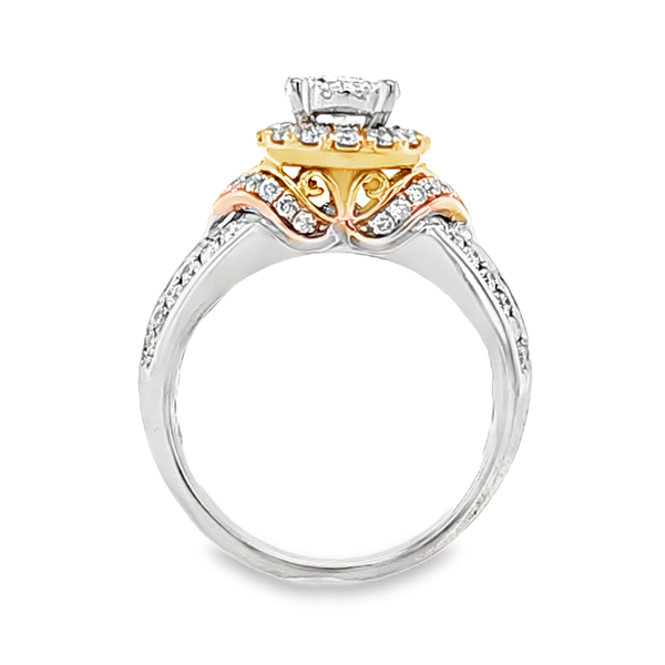 14K White and Rose Gold Double Halo Diamond Ring 0.80 CTW Image 2 Classic Creations In Diamonds & Gold Venice, FL