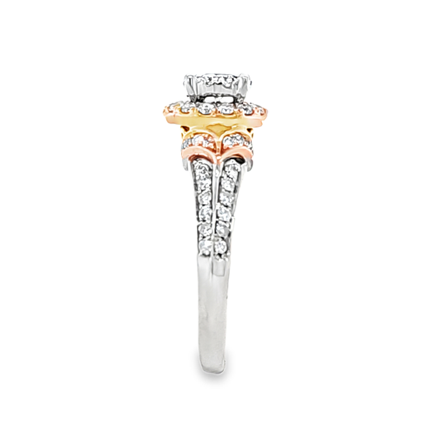 14K White and Rose Gold Double Halo Diamond Ring 0.80 CTW Image 3 Classic Creations In Diamonds & Gold Venice, FL