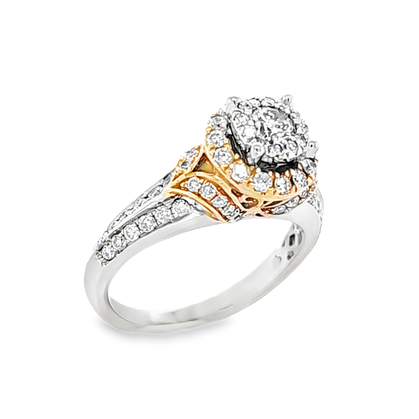 14K White and Rose Gold Double Halo Diamond Ring 0.80 CTW Classic Creations In Diamonds & Gold Venice, FL
