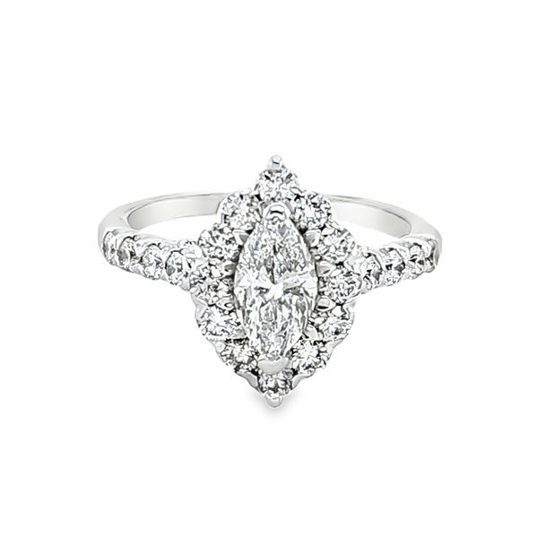 14K White Gold Marquise Halo Diamond Ring 1.41 CTW Image 2 Classic Creations In Diamonds & Gold Venice, FL