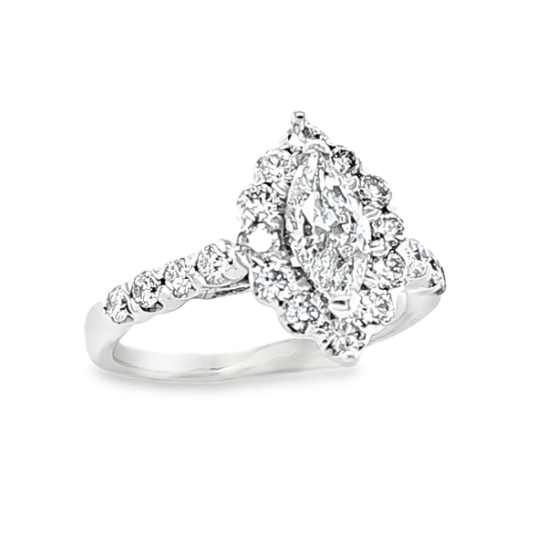 14K White Gold Marquise Halo Diamond Ring 1.41 CTW Classic Creations In Diamonds & Gold Venice, FL
