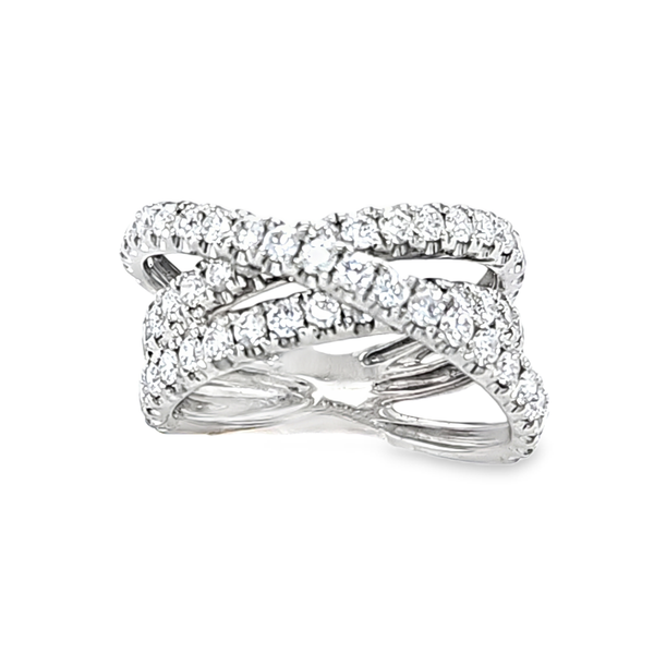 18K White Gold Three Row Diamond Crossover Ring 1.00 CTW Classic Creations In Diamonds & Gold Venice, FL