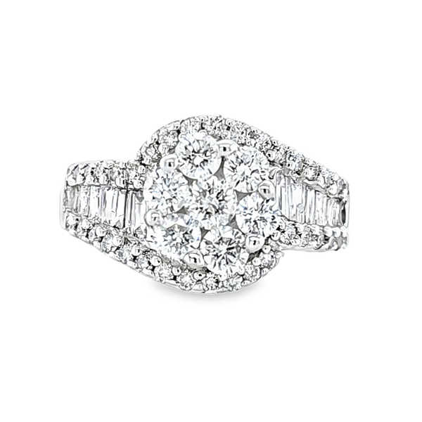 14K White Gold Invisible Set Diamond Cluster Ring 2.00 CTW Classic Creations In Diamonds & Gold Venice, FL