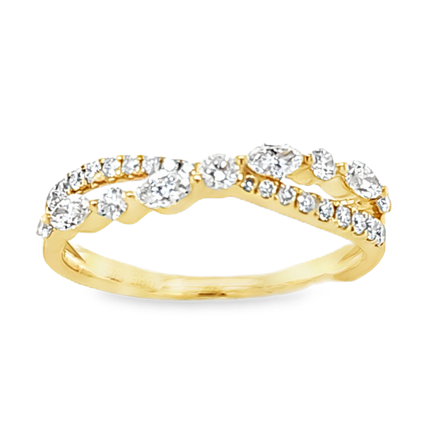 14K Yellow Gold Round and Marquise Diamond Crossover Band 0.48 CTW Classic Creations In Diamonds & Gold Venice, FL