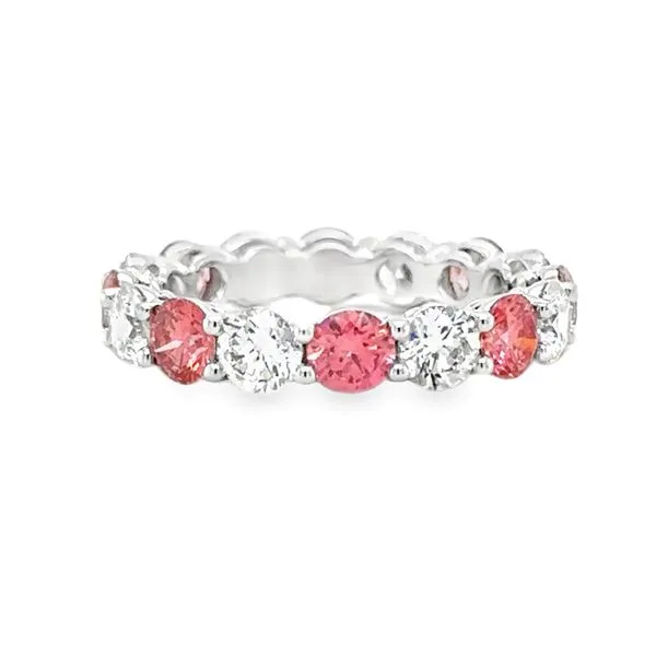 14K White Gold Pink And White Lab Grown Diamond Eternity Band Classic Creations In Diamonds & Gold Venice, FL