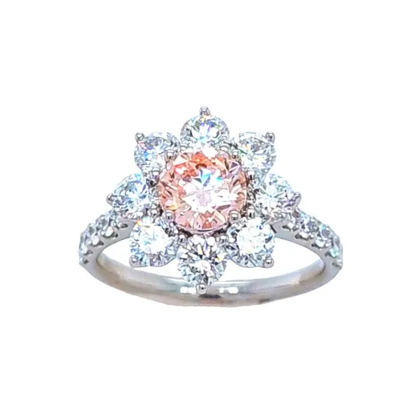 14K White Gold Lab-Grown 1.0ct. Pink And White Diamond Cluster Ring 2.88ct. TW 2.5 DWT. Classic Creations In Diamonds & Gold Venice, FL
