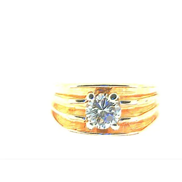 Men's 14K Yellow Gold Vertical Channel Set Diamond Solitaire Ring Classic Creations In Diamonds & Gold Venice, FL