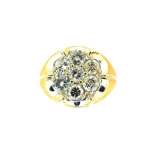 Men's 14K White And Yellow Gold Kentucky Cluster Diamond Rind With Brushed Sides Classic Creations In Diamonds & Gold Venice, FL