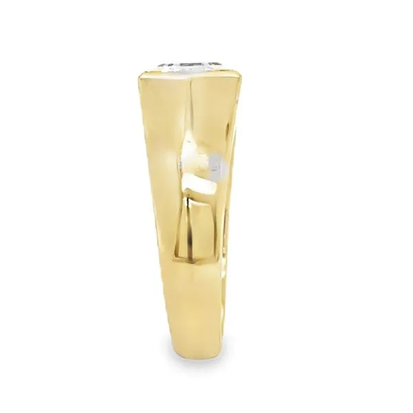 Men's 14K Yellow Gold IGI Hexagon Bezel Set Solitaire Lab Grown Diamond Ring Image 4 Classic Creations In Diamonds & Gold Venice, FL