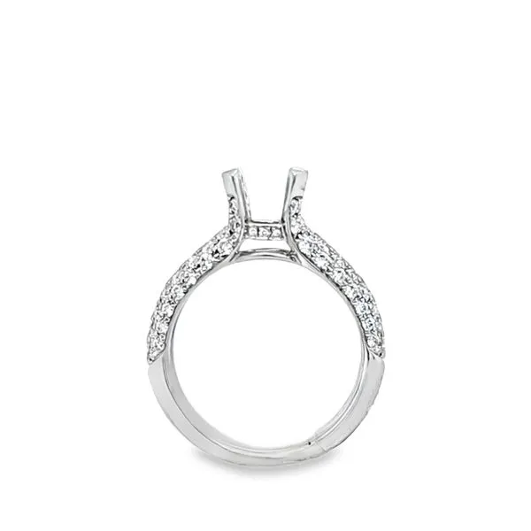 14K White Gold Pavé Semi-Mount Engagement Ring with Diamond Gallery & Prongs – 1.10 CTW | Size 6.5 Image 2 Classic Creations In Diamonds & Gold Venice, FL