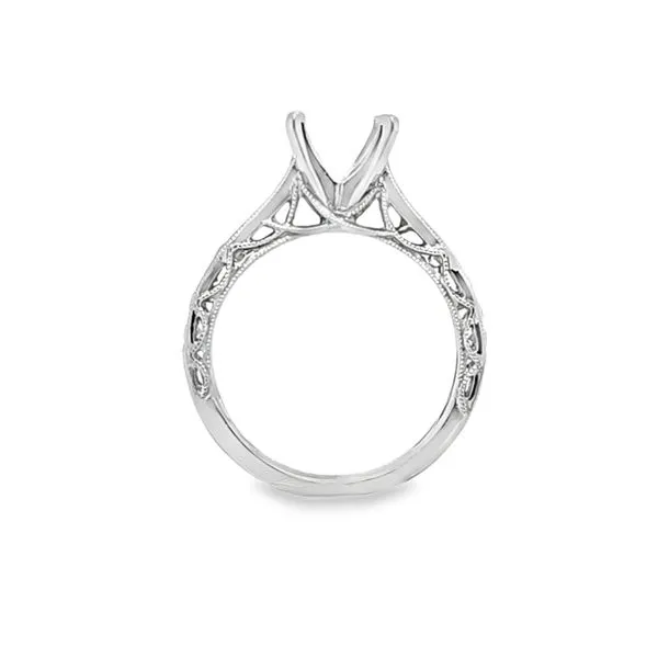 14K White Gold Graduated Channel Shank Milgrain Cathedral Engagement Ring Semi-Mount – .31 CTW, Size 6.5 Image 2 Classic Creations In Diamonds & Gold Venice, FL