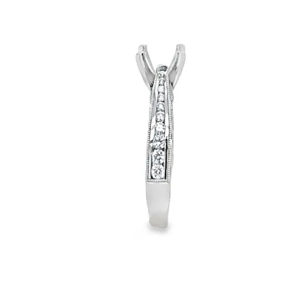 14K White Gold Graduated Channel Shank Milgrain Cathedral Engagement Ring Semi-Mount – .31 CTW, Size 6.5 Image 3 Classic Creations In Diamonds & Gold Venice, FL