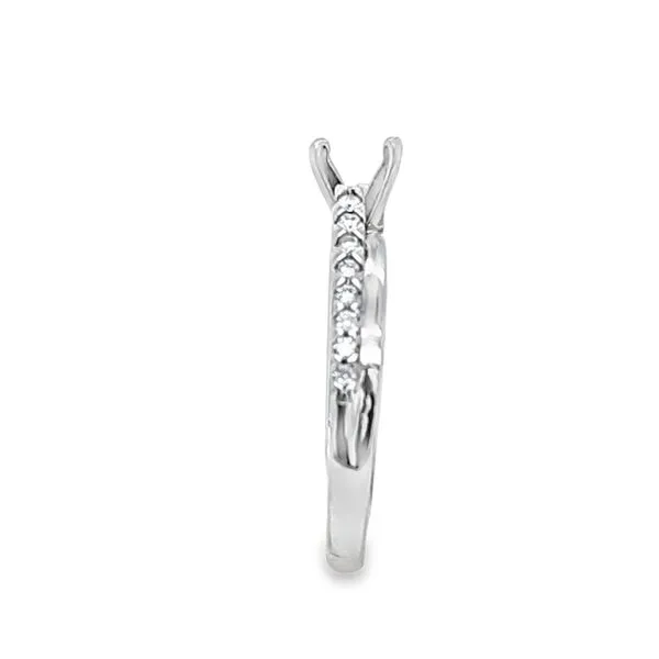 14K White Gold Shared Prong Cathedral Semi-Mount Engagement Ring with Alternating Diamond Shank – .16 CTW Image 3 Classic Creations In Diamonds & Gold Venice, FL