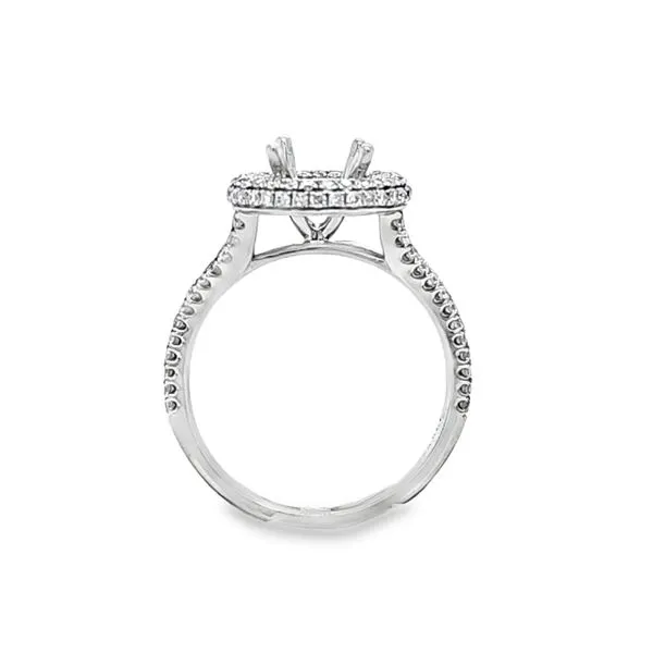 14K White Gold Micro Pavé Double Halo Engagement Ring Semi-Mount with Split Shank – .723 CTW, Size 6.75 Image 2 Classic Creations In Diamonds & Gold Venice, FL