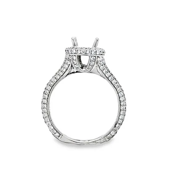 18K White Gold Micro Pavé Halo Engagement Ring Semi-Mount – 3.5 DWT, Size 6.5 Image 2 Classic Creations In Diamonds & Gold Venice, FL
