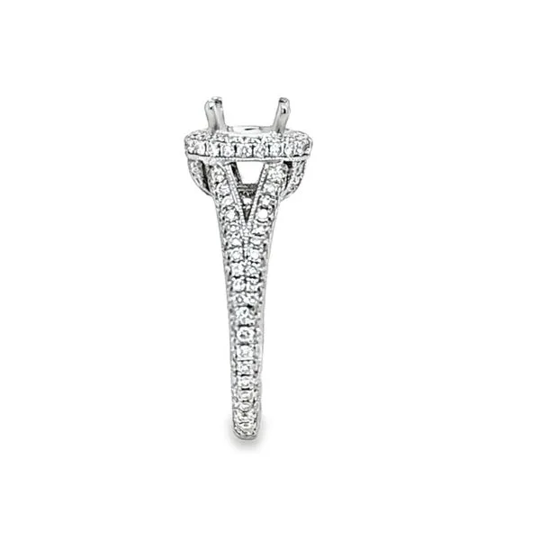 18K White Gold Micro Pavé Halo Engagement Ring Semi-Mount – 3.5 DWT, Size 6.5 Image 3 Classic Creations In Diamonds & Gold Venice, FL