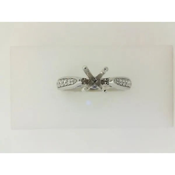 14K White Gold Cathedral Pave' Shank Diamond Semi Mount Ring Classic Creations In Diamonds & Gold Venice, FL