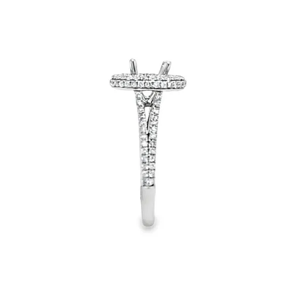 14K White Gold Micro Pavé Double Halo Engagement Ring Semi-Mount with Split Shank – .723 CTW, Size 6.75 Image 3 Classic Creations In Diamonds & Gold Venice, FL