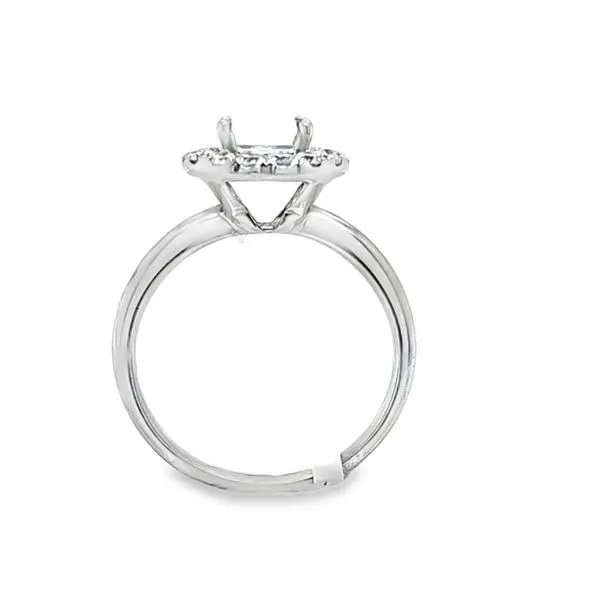 14K White Gold Round Brilliant Halo Engagement Ring Semi-Mount with Polished Shank – .45 CTW Image 2 Classic Creations In Diamonds & Gold Venice, FL