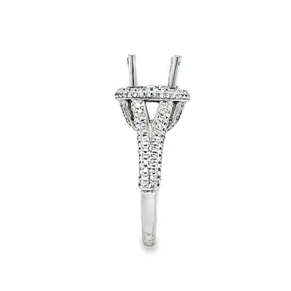 14K White Gold Split Shank Halo Engagement Ring Semi-Mount with Pavé Profile – 1.00 CTW | Size 6.75 Image 3 Classic Creations In Diamonds & Gold Venice, FL