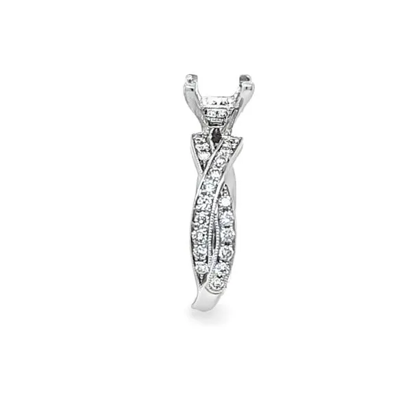 18K White Gold Twist Pavé Shank Engagement Ring Semi-Mount with Square Head & Diamond Gallery – .64 CTW Image 3 Classic Creations In Diamonds & Gold Venice, FL