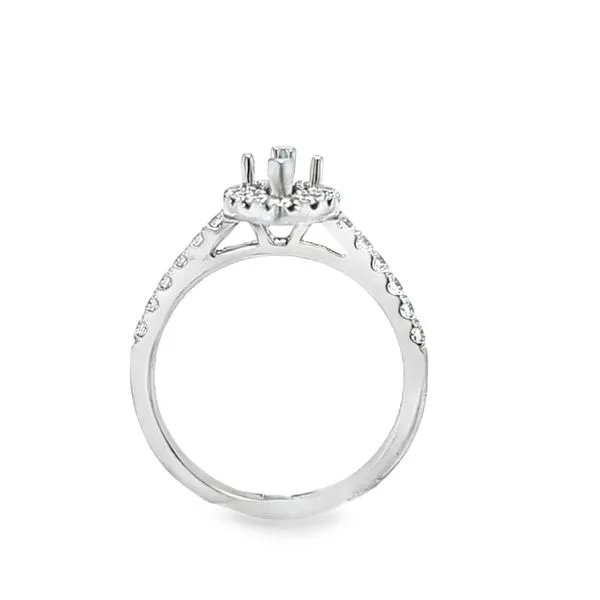 14K White Gold Marquise Halo Semi-Mount Engagement Ring with Micro Pavé Shank – .52 CTW Image 2 Classic Creations In Diamonds & Gold Venice, FL