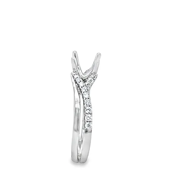 14K White Gold Micro Pavé “V” Semi-Mount Engagement Ring with Shiny Side – .24 CTW Image 2 Classic Creations In Diamonds & Gold Venice, FL