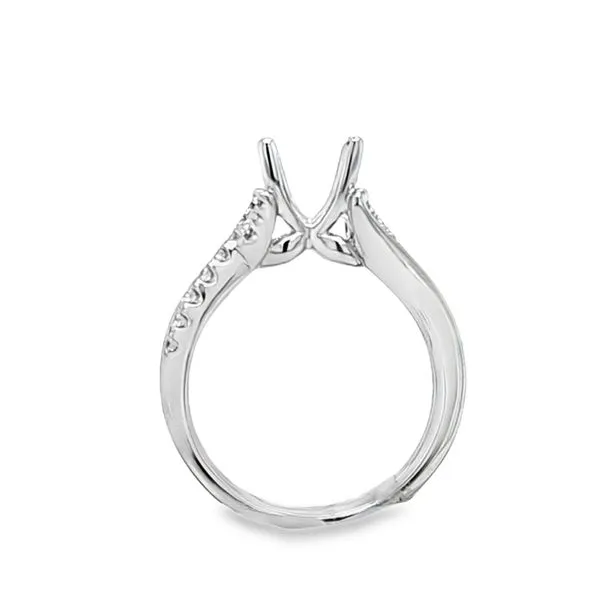14K White Gold Micro Pavé “V” Semi-Mount Engagement Ring with Shiny Side – .24 CTW Image 3 Classic Creations In Diamonds & Gold Venice, FL