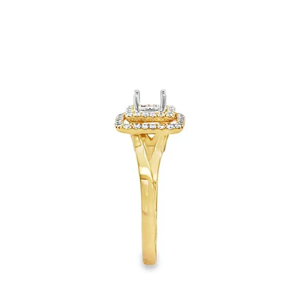 14K Yellow Gold Semi-Mount Engagement Ring with Square Double Halo and Polished Shank – .26 CTW Accents Image 2 Classic Creations In Diamonds & Gold Venice, FL