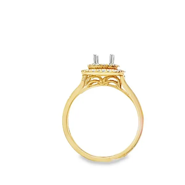 14K Yellow Gold Semi-Mount Engagement Ring with Square Double Halo and Polished Shank – .26 CTW Accents Image 3 Classic Creations In Diamonds & Gold Venice, FL