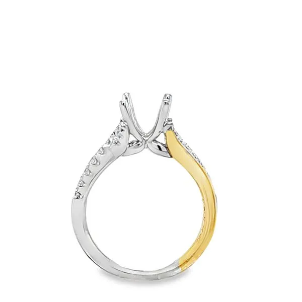 14K Two-Tone Gold “V” Shank Semi-Mount Engagement Ring with Micro Pavé Diamonds – .26 CTW Image 2 Classic Creations In Diamonds & Gold Venice, FL