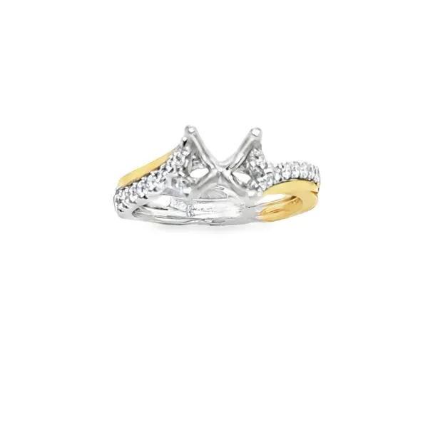 14K Two-Tone Gold “V” Shank Semi-Mount Engagement Ring with Micro Pavé Diamonds – .26 CTW Image 4 Classic Creations In Diamonds & Gold Venice, FL