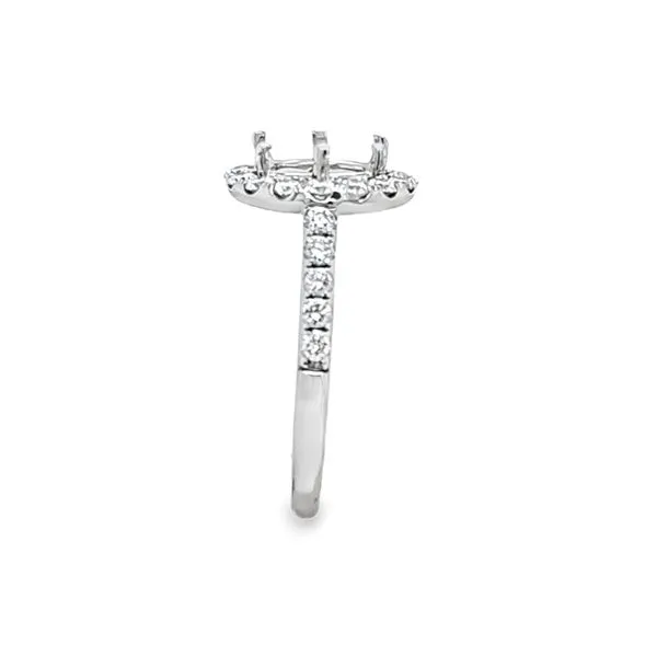 14K White Gold Round Halo Semi-Mount Engagement Ring with Shared Prong Diamond Shank – .98 CTW Image 4 Classic Creations In Diamonds & Gold Venice, FL