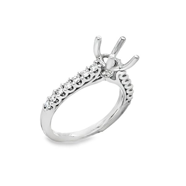 14K White Gold SERJ Shared Prong Cathedral Engagement Ring Semi-Mount with Lucida Head – .38 CTW Image 3 Classic Creations In Diamonds & Gold Venice, FL