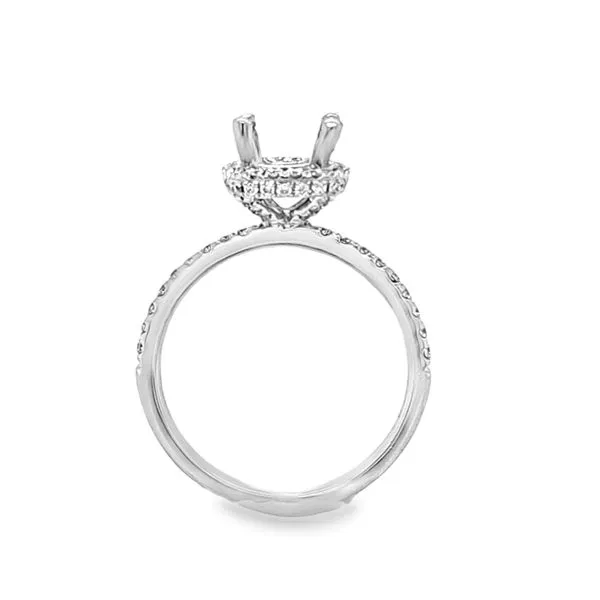 14K White Gold Square Halo Semi-Mount Engagement Ring with Micro Pavé Shank – .41 CTW Accents Image 2 Classic Creations In Diamonds & Gold Venice, FL