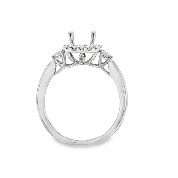 SERJ 14K White Gold Square Diamond Halo Semi-Mount Engagement Ring with Polished Split Shank – .42 CTW Image 2 Classic Creations In Diamonds & Gold Venice, FL