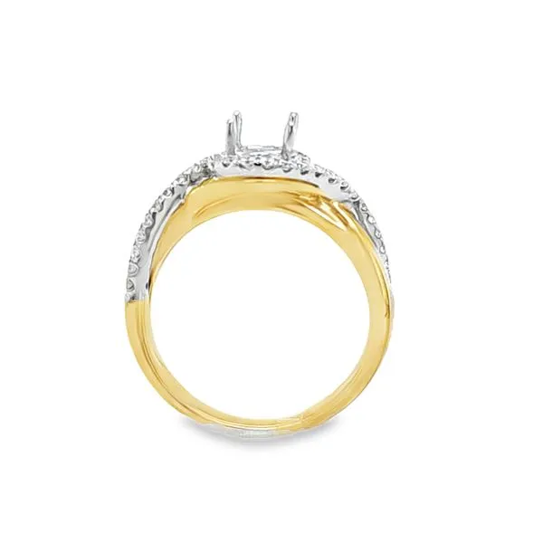Roman + Jules 14K Two-Tone Gold Halo Bypass Semi-Mount Engagement Ring – .30 CTW Image 2 Classic Creations In Diamonds & Gold Venice, FL
