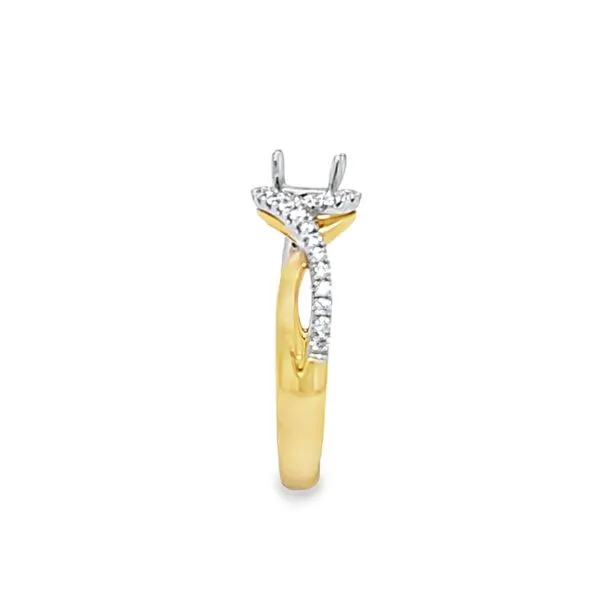 Roman + Jules 14K Two-Tone Gold Halo Bypass Semi-Mount Engagement Ring – .30 CTW Image 3 Classic Creations In Diamonds & Gold Venice, FL