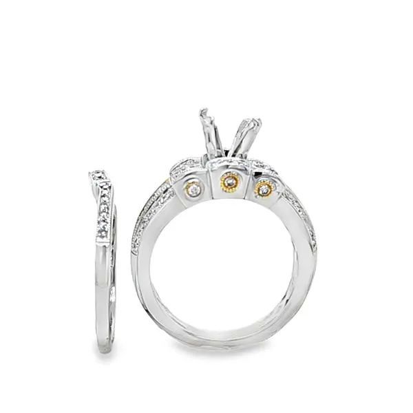 18K Two-Tone Gold Natural Fancy Yellow Diamond Semi-Mount Engagement Ring with Matching Band – .48 CT YD, .59 CT Total Accents Image 3 Classic Creations In Diamonds & Gold Venice, FL