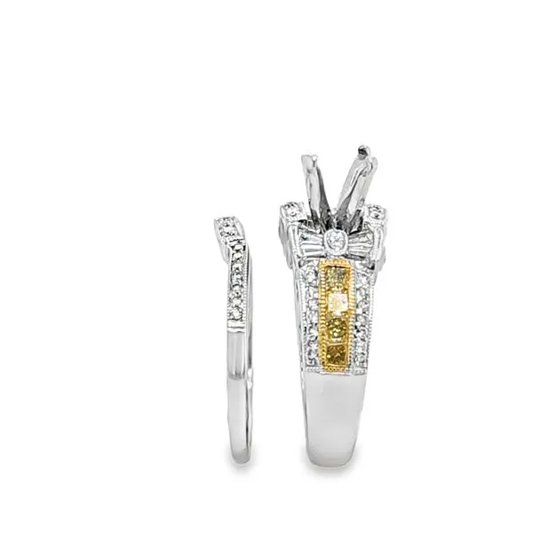 18K Two-Tone Gold Natural Fancy Yellow Diamond Semi-Mount Engagement Ring with Matching Band – .48 CT YD, .59 CT Total Accents Image 4 Classic Creations In Diamonds & Gold Venice, FL