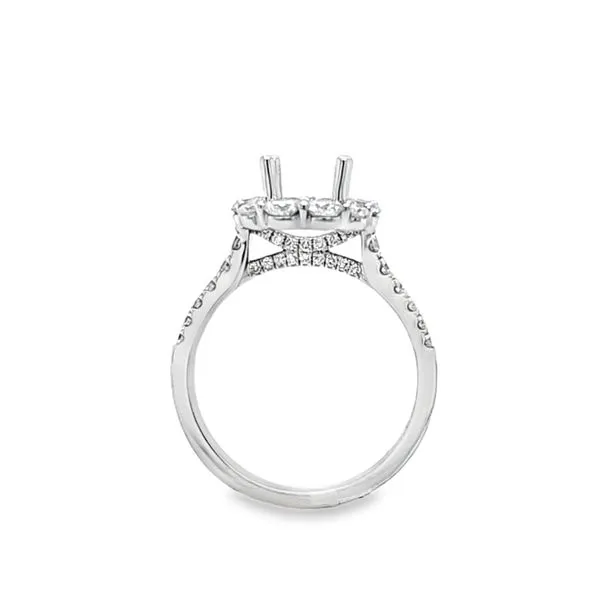 14K White Gold Square Halo Engagement Ring Semi-Mount – 2-Row Micro Pavé Shank, 1.51 CTW, Size 6.5 Image 2 Classic Creations In Diamonds & Gold Venice, FL