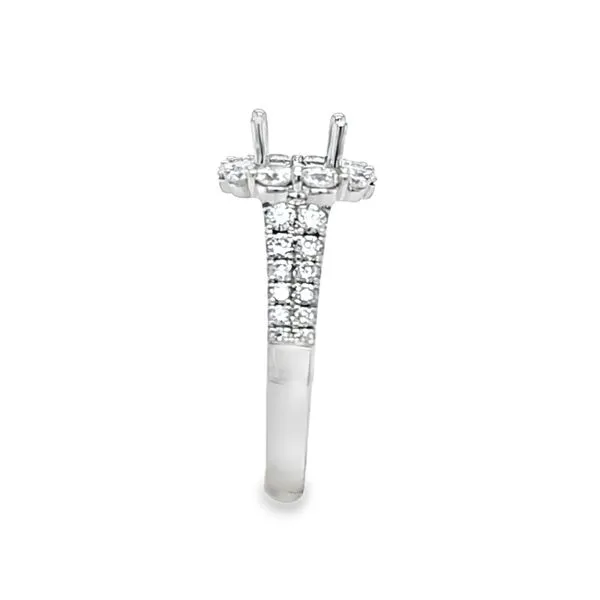 14K White Gold Square Halo Engagement Ring Semi-Mount – 2-Row Micro Pavé Shank, 1.51 CTW, Size 6.5 Image 3 Classic Creations In Diamonds & Gold Venice, FL