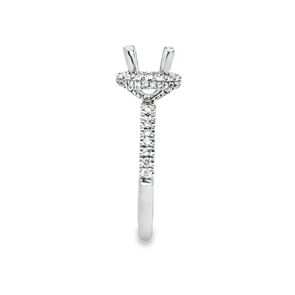 14K White Gold Round Halo Diamond Crown with Pavé Shank | .44ct TW | Size 6.5 Image 3 Classic Creations In Diamonds & Gold Venice, FL