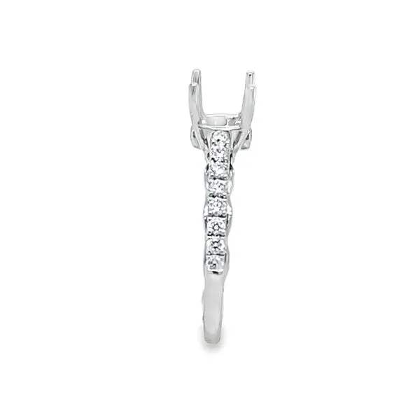 14K White Gold Shared Prong Shank Semi-Mount Engagement Ring with Bezel-Set Vault Diamonds & Ruffled Profile – .37 CTW Accents Image 3 Classic Creations In Diamonds & Gold Venice, FL