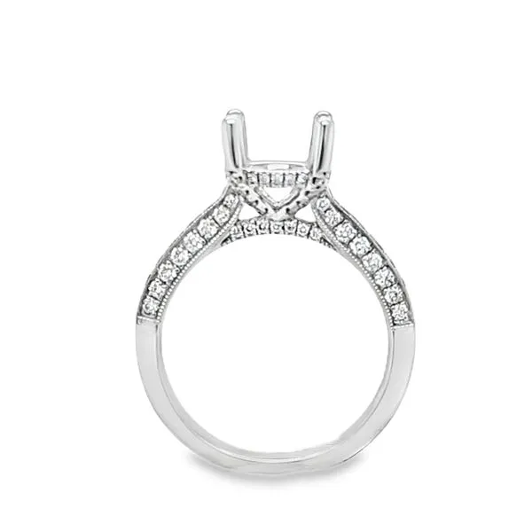14K White Gold SERJ Semi-Mount Engagement Ring | Micro Pavé Shank & Side Halo | 0.74ct Diamond Accents Image 2 Classic Creations In Diamonds & Gold Venice, FL